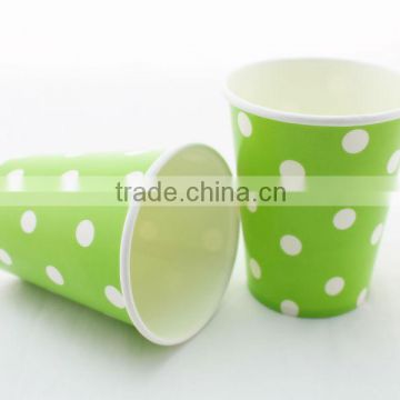 Party Supplies Wholesale 250ml Cheap Coffee Cups Apple Green Polka Dot Party Paper Cups