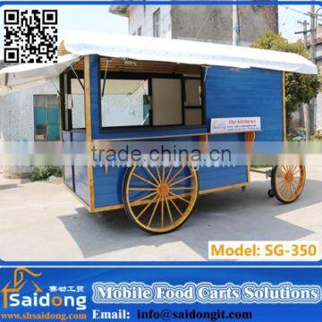 Multifuntional Mobile Wooden Fast Food Cart Catering Truck design