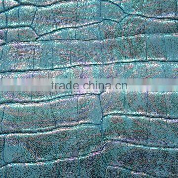 multi colour reflective glossy leather crocodile embossed pattern pu artificial leather for bags shoes and decrative