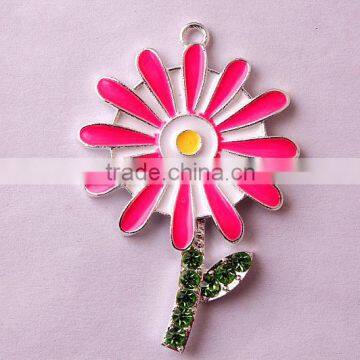 Wholesale Chunky Jewelry Alloy Rhinestone Flower Large Pendants for kids necklace Making!