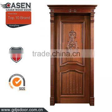 China factory single swing antique carved teak wood entrance doors