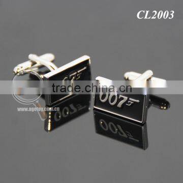 Fashion Men Black Desing Business Gentlemen Luxury Enamel Number 007 Engraved Metal Custom Made Cufflinks photo-5