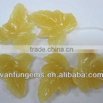 Soft Yello Jade carved leave