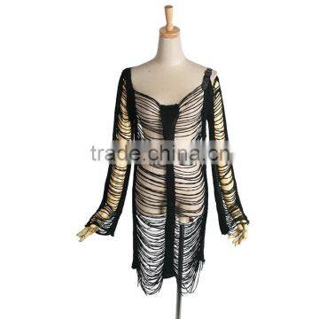 M-018 Fashion and Cute Sunk Broken Sweater With Skeleton Pattern photo-4