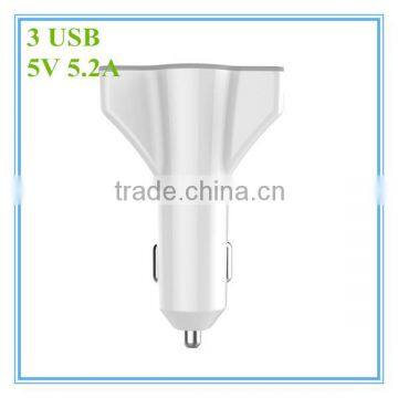hot sale oem white and black blue led 5v 5.2a 3 port bulk usb charger