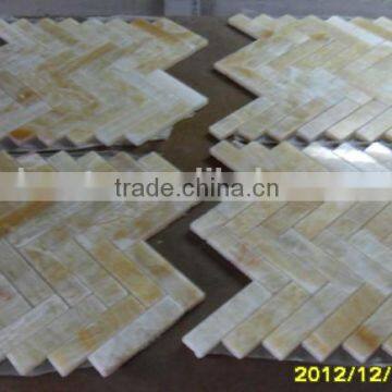 Hot Yellow Honey Onyx Polished Herringbone Onyx Mosaic Tiles on Sale photo-2