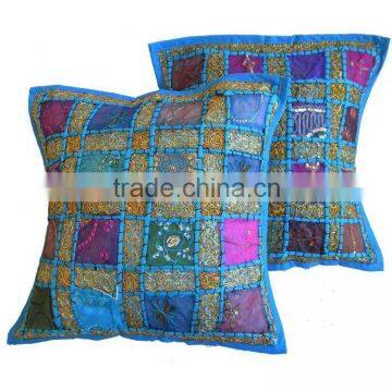 VINTAGE SARI PATCHWORK CUSHION COVERS-INDIA