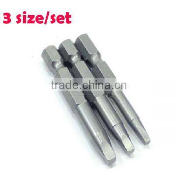 3Size/Set 50mm length 1/4 Inch Square Head Screwdriver Bits Set Tool with Magnetic AR-40