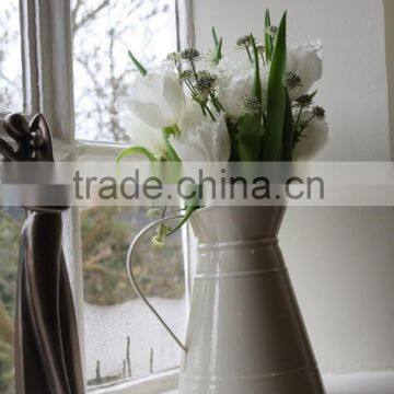 2015 Hot Sale Cream Meta Jug /Cream color flower Vase/decoration vase/Good Cream Metal Enamel Jug for Wedding/