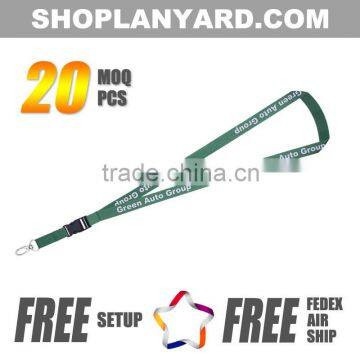 Silk screen printing logo nylon lanyard with metal hook