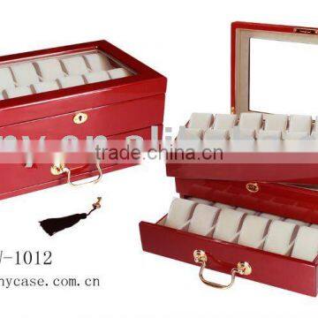 Gloss Cherry Finish Display Watch Case with a drawer