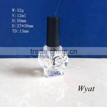 rose design empty 12ml nail polish glass bottles with brush cap