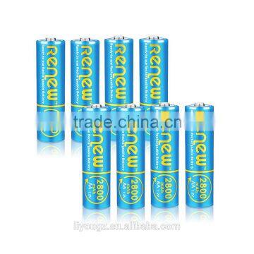 RENEW brand NiMH AA 2800mAh Ready-To-Use AA Rechargeable Batteries 8Pack