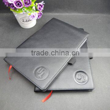 top quality black genuine leather a5 leather diary