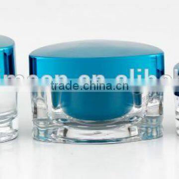 high quality acrylic jar with acrylic lid in sky-blue