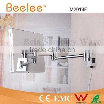 Foldable single side suqare makeup mirror AC power led wall mirror