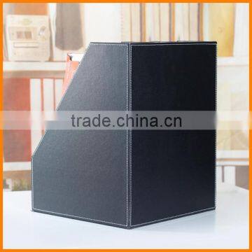 High-grade Leather Triple Desktop File Box File Frame Data File Storage Box Seat Business Office Supplies photo-4