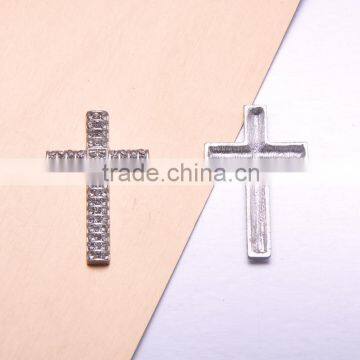 (M0938) 23mmx35mm rhinestone metal embellishment,silver color,flat back,cross shape