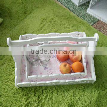 Decorative Hanging Storage Basket Wood Carved Picnic Gift Basket