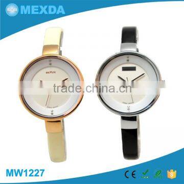 Women fashion design pu strap stainless steel case fitness watch