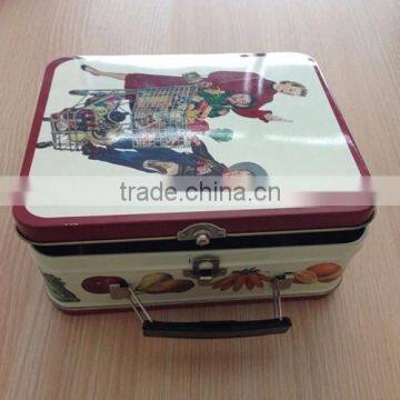 tin lunch box plain container for paints handle tin box for cookies