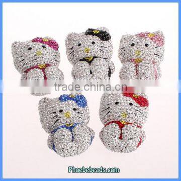 Wholesale Hot Big Kitty Shape Crystal Cat Pendants For Necklaces CPP-005