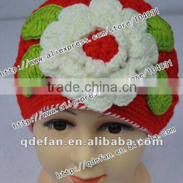 Wholesale 100% cotton funny beanie hat beautiful baby girl hats with flowers cheap beanies popular red hats