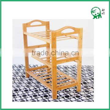 Eco-friendly Customized Display Shelf Flat Shoe Rack 3 Tier Bamboo Shoe Rack