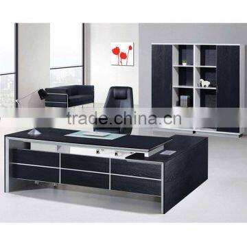 Black Color Melamine Executive Wooden Office Desk with Extension