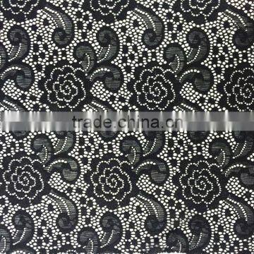 elegant black floral nylon stretch lace fabric