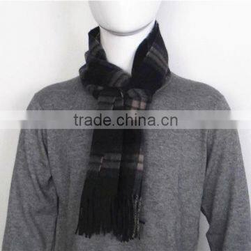 Dark Green Checked Wool Scarf photo-3
