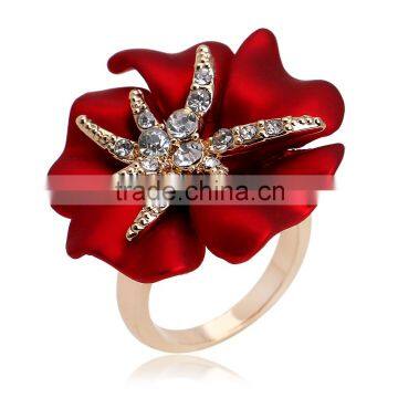 18K GP Fashion Jewelry Smart Diamond Flower Gold Wedding Ring