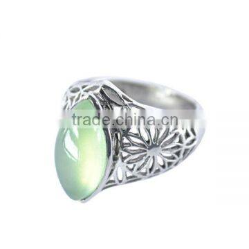 925 Sterling Silver Marquise Cabochon Prehnite Gemstone Ring Jewelry