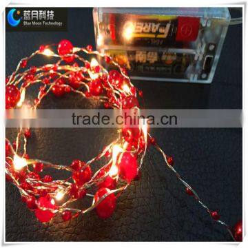 Hot sale led copper wire string lights with fish wire bead for children's bedroom,clothes,hat