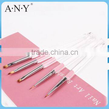 ANY High Quality Clear Acrylic Handle 5PCS Nylon Acrylic Nail Brush Set for Nail Design