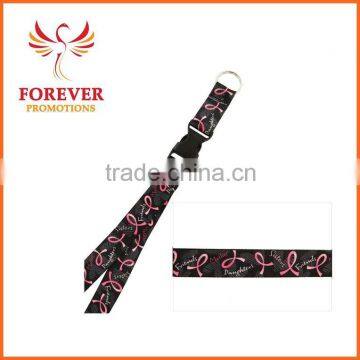 Cutomized Various Designs Printed Pink Ribbo Neck Lanyard