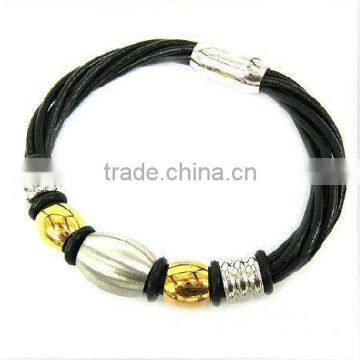 2012 New Design Genuine Bracelet Leather Wristband With Stainless Steel Buckle