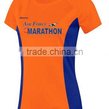 Womens Basic Orange Blue Strap Short Sleeve Tshirt