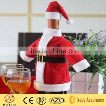 Red santa claus suit with hat wine bottle sleeve for christmas promotion