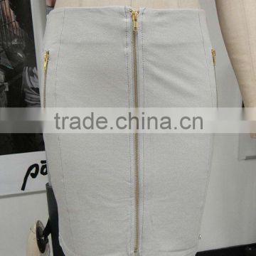 ladies jersey foil print zipper skirt