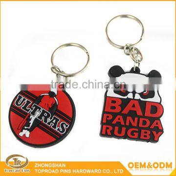 Zhongshan promotional craft manufacturer cheap custom metal plated key ring soft cartoon rubber keychain manufacturers