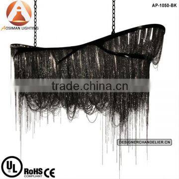 Modern black chain chandelier suspension light for mansion hotel project/ art chain luster black dragon