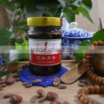 Chinese pepper sprout sauce mix the chili pakced by glass bottle 200g