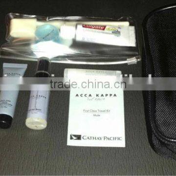 Luxury travel cosmetics kit/travel accessories kit/travel bath kit with oxford bag for first class