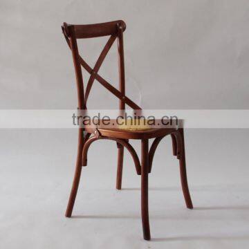 solid oak wood cross back chair with rattan seat for dining