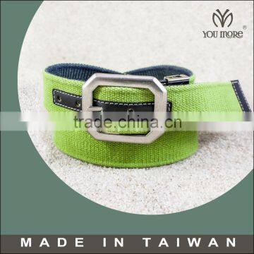 Square pin buckle reversible cotton webbing fabric belts