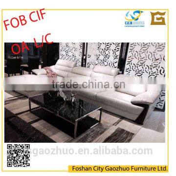 high quality elegant european learher sofa set with low armrest