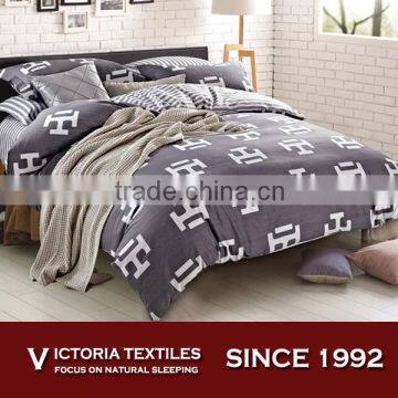 Light Dark Pictographic Character Complete Comforter Quilt Duvet Doona Bedding Set With Stripey Sheets Set Full Size