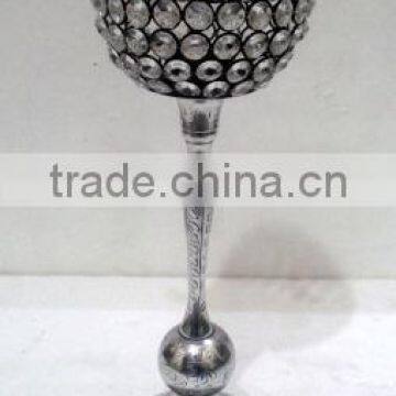 Aluminum,Iron & Glass Crystal Votive Tealight T-Light Candle Holder