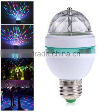 E27 3 Watt Triangle Bulbs RGB Color Changing Crystal Ball Effect DJ Disco Lamps LED Auto Rotating Stage Light photo-2